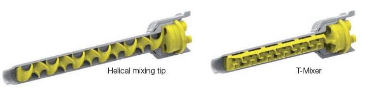 T-Mixer vs. Helical mixing tip
