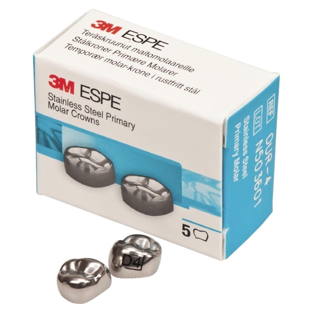 Couronnes NI-Chro pour molaires de lait - Sup�rieures, droites I - 1. molaire de lait, DUR 2 - � m�sial/distale 7,2