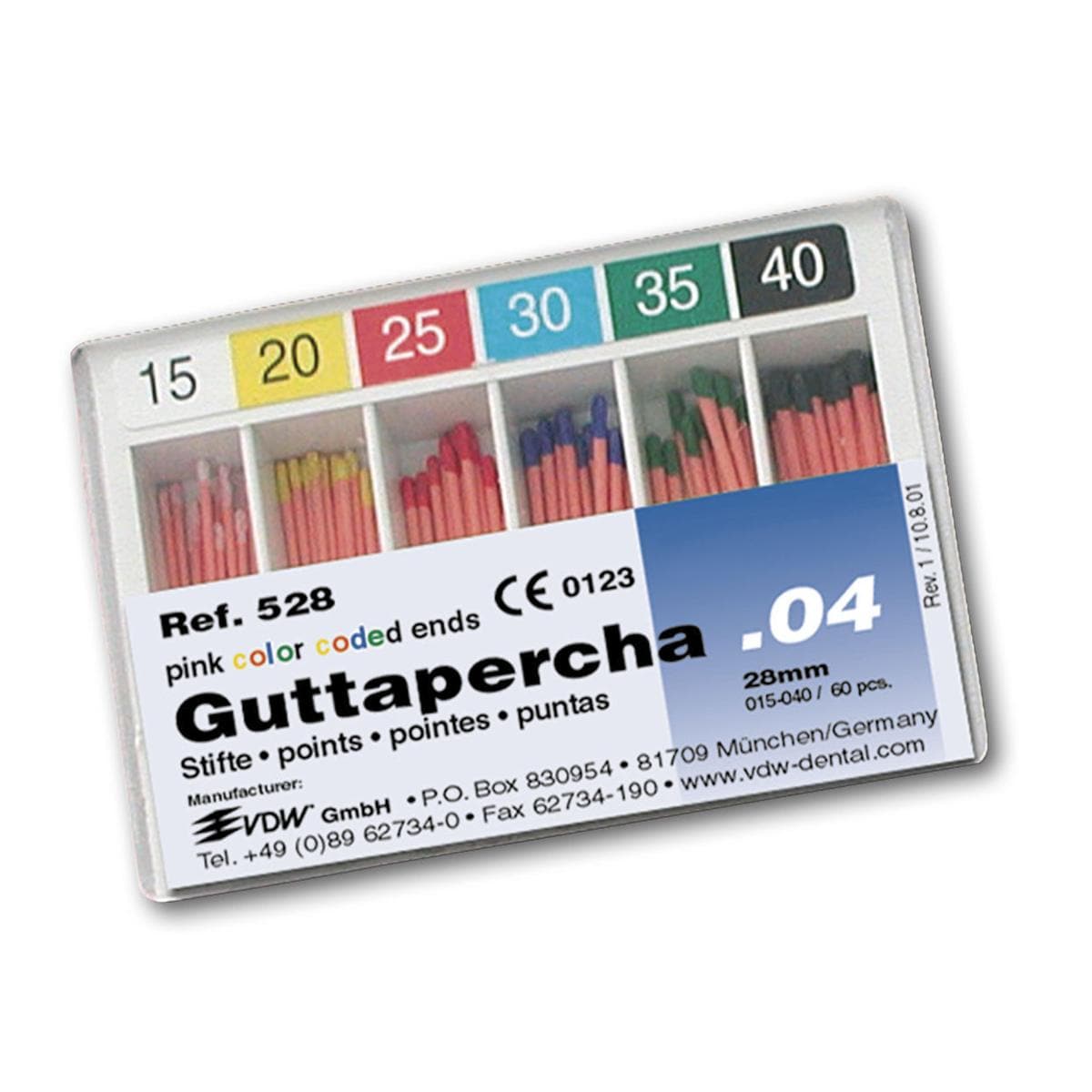 Gutta Percha points Taper 04 - ISO 40, noir, 60 pcs