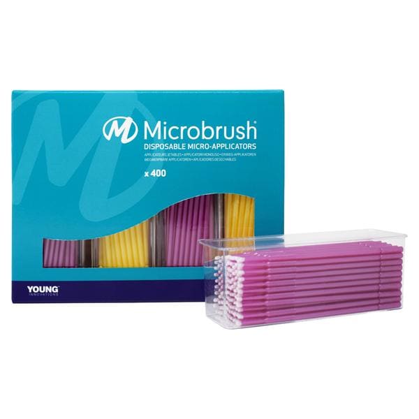 Microbrush Plus Recharge pour distributeur - Fin (1,5 mm), 2x 100 pcs jaune et 2x 100 pcs rose