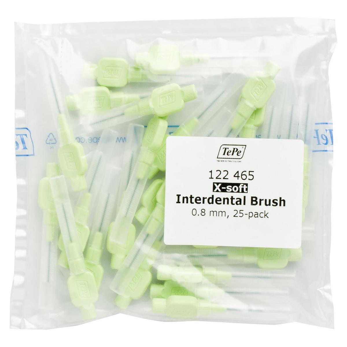 Tepe brossettes interdentaires extra soft - multipack - Vert clair, moyen, � 0,8 mm, 25 pcs