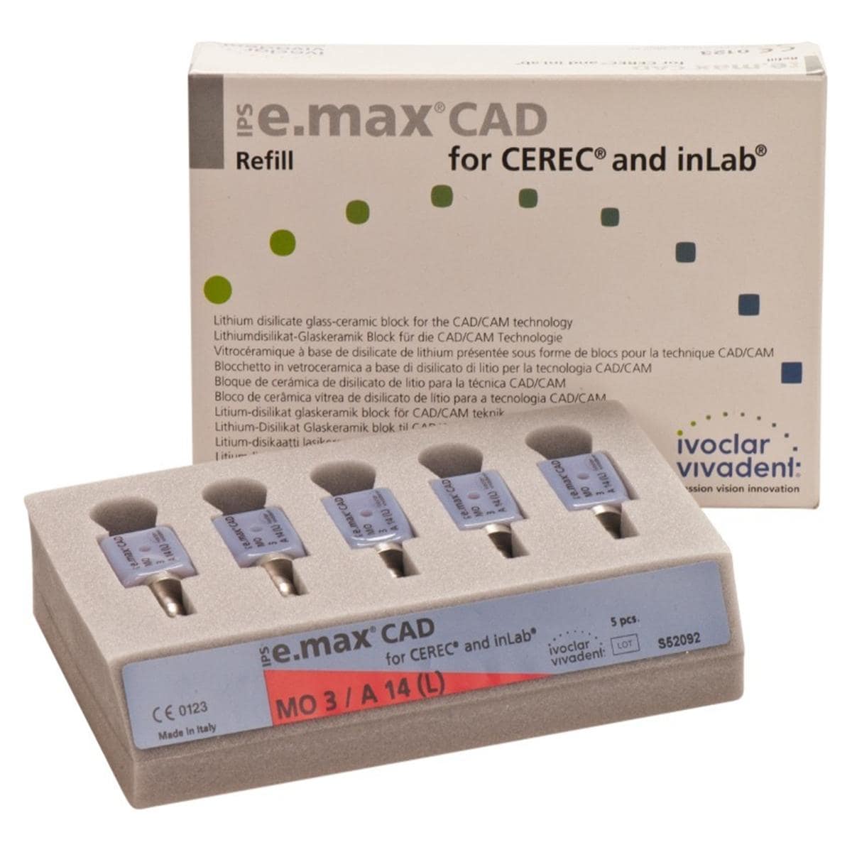 IPS e.max CAD Blocks voor Cerec en Inlab - MO 3, A14 L - 5 stuks