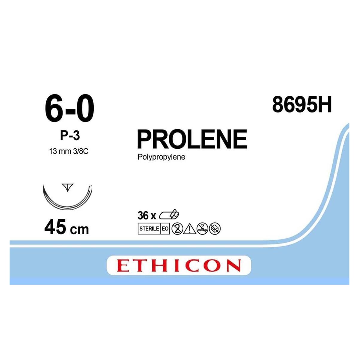 Prolene - Longueur 45cm, 36 pcs 6/0, aiguille P-3 - 8695H