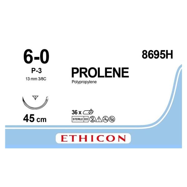 Prolene - Longueur 45cm, 36 pcs 6/0, aiguille P-3 - 8695H