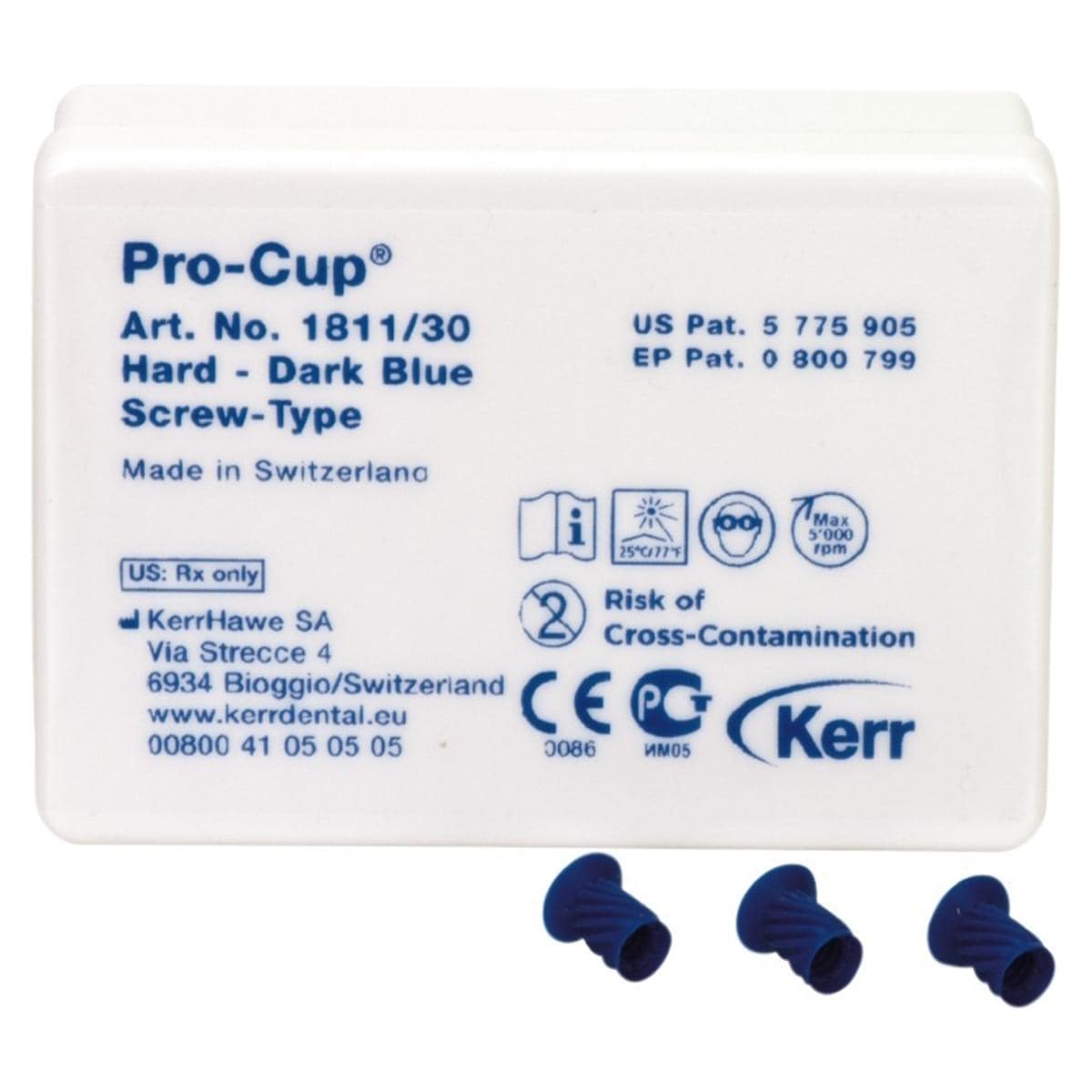 Pro-Cups, cupules  polir screw type - 1811/30 Pro-Cup Dures (bleu fonc) - Cupule  vis, 30 pcs
