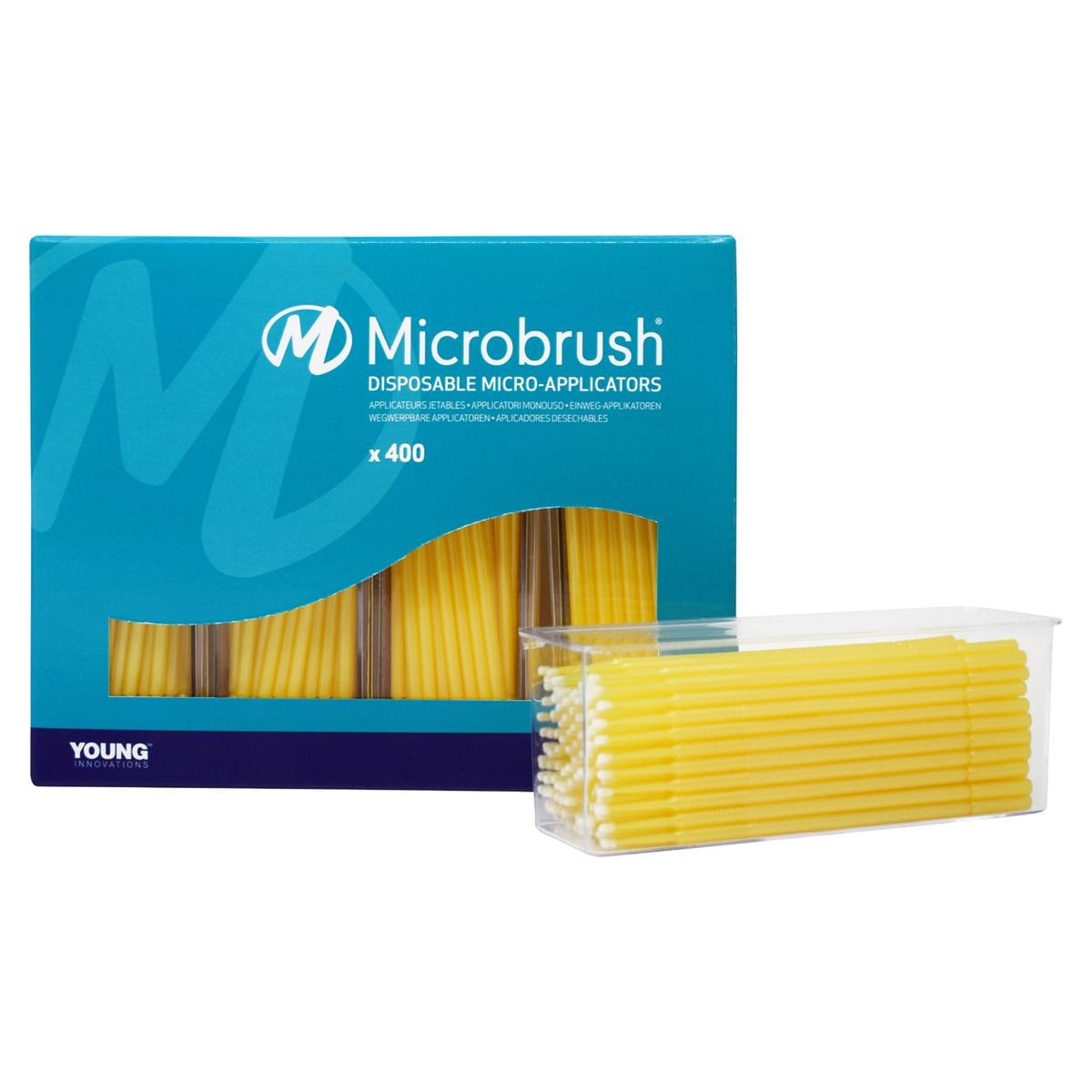 Microbrush Plus Recharge pour distributeur - Fin (1,5 mm), jaune 4x 100 pcs
