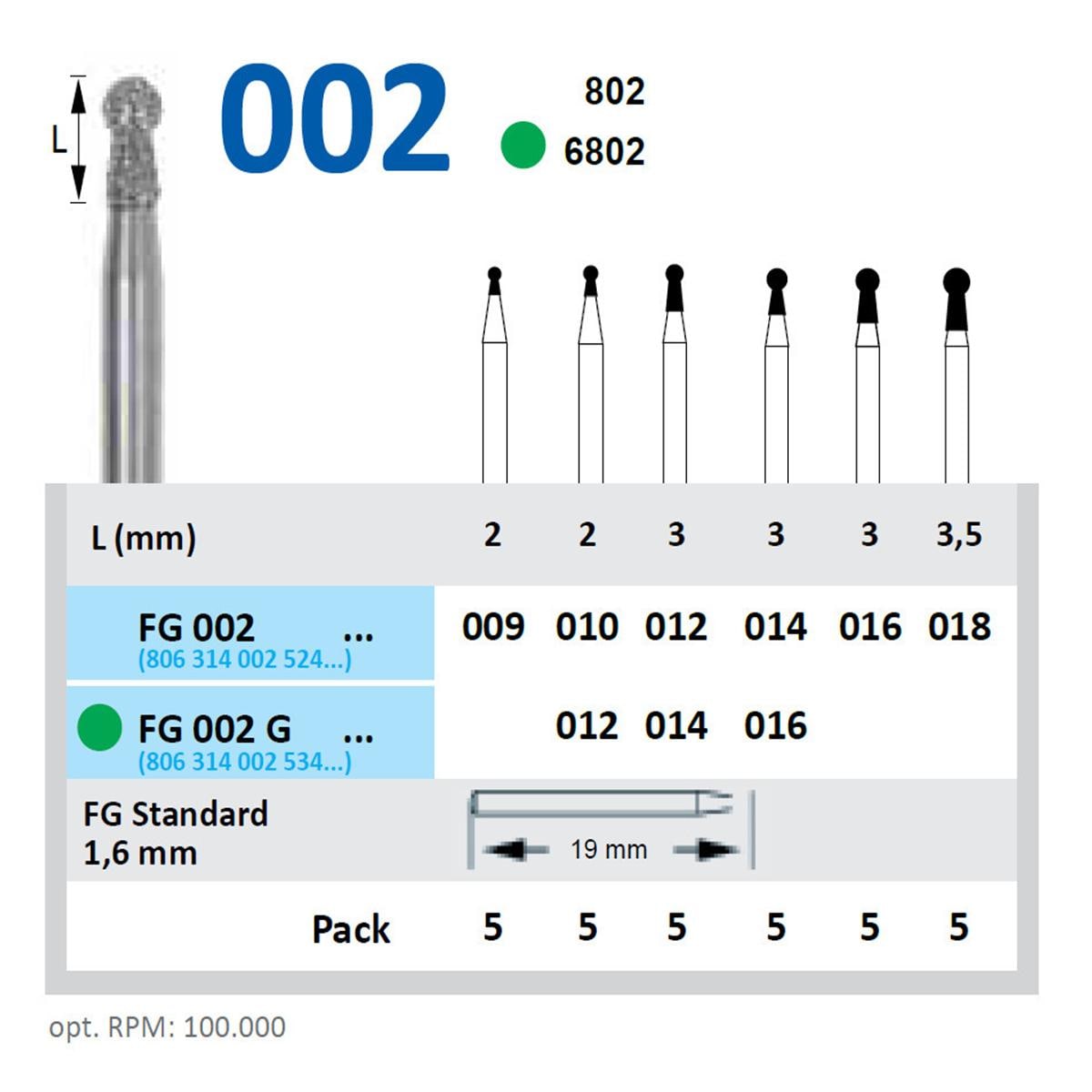 Diamantboren - FG - 002 - Medium, Kleurloos, ISO 018