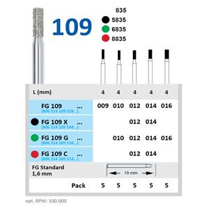 Diamantboren - FG - 109 - Per stuk - Fijn, Rood, ISO 014