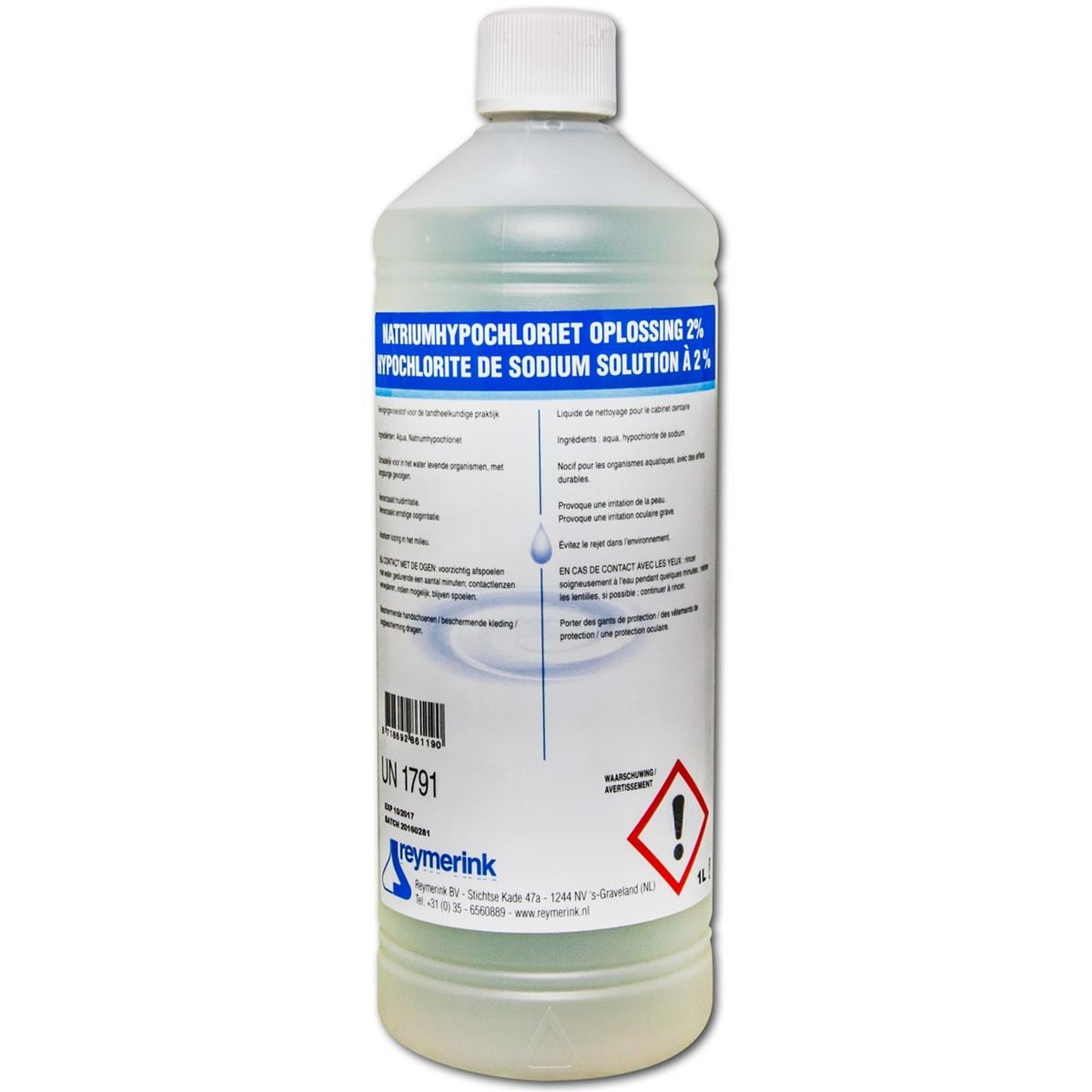 Natriumhypochloriet 2% - Fles, 1 liter