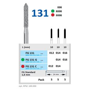 Diamantboren - FG - 131 - Medium, Kleurloos, ISO 014