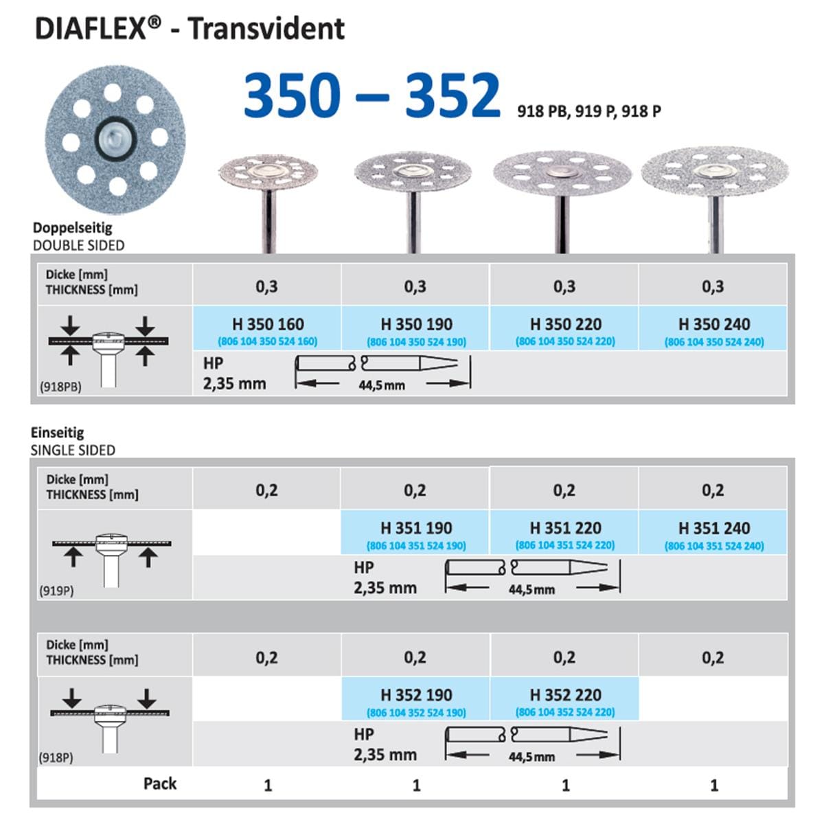 Diamantschijf Diaflex H 350 - HP 240 24 mm dubbelzijdig medium