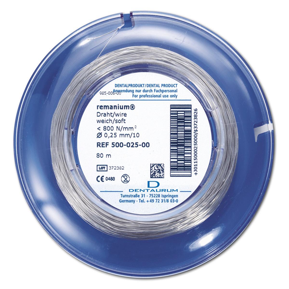 Remanium fil ligature - rond doux - � 0,25 mm / 10, longueur 80 m�tres