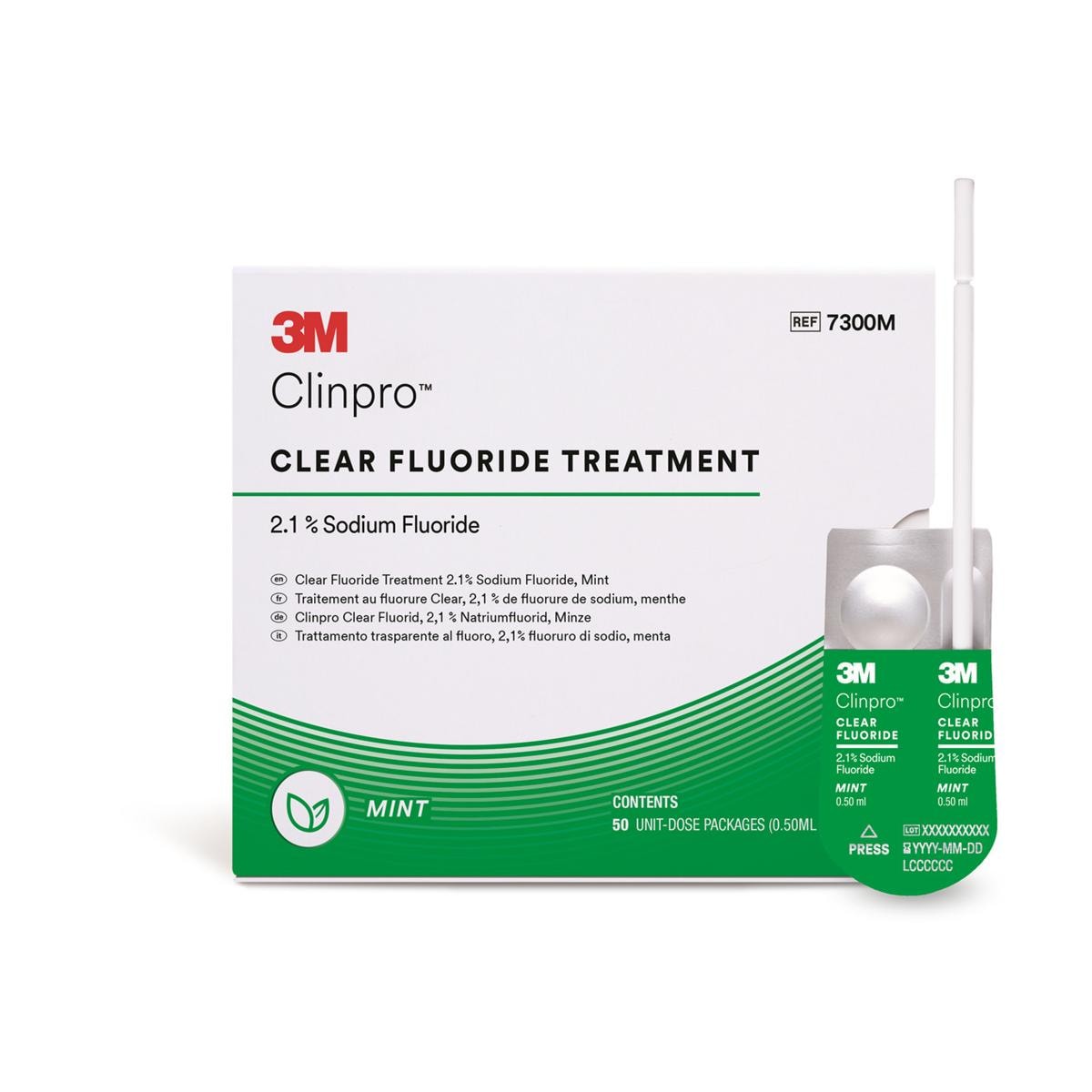 3M Clinpro Clear Fluorure, L-Pop - Menthe, 50 L-Pop traitement � usage unique � 0,5 ml