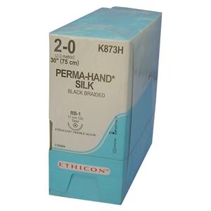 Soie - Longueur 75 cm, 36 pcs 2-0, 1/2 cercle, aiguille RB-1, K873H